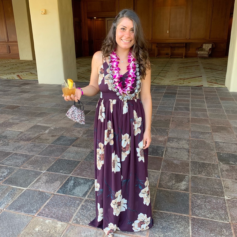 Floral plum maxi dress
